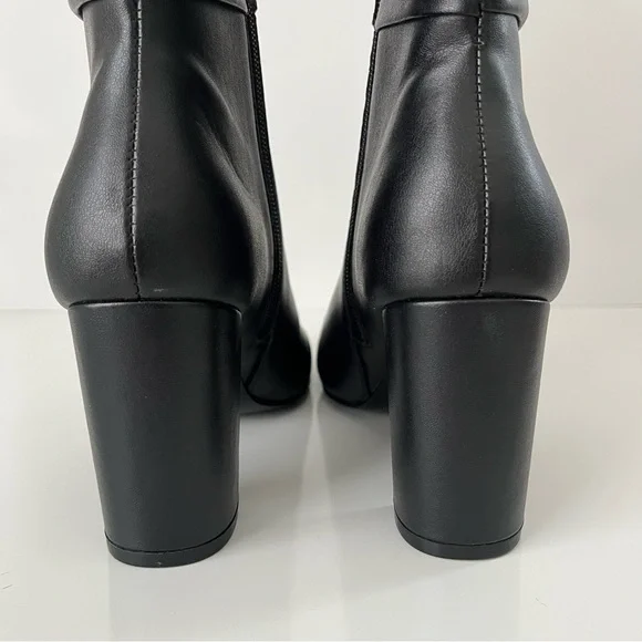 CHARLES DAVID Billow Faux Leather Pointed Toe Block Heeled Boot in Black NEW - Picture 10 of 14